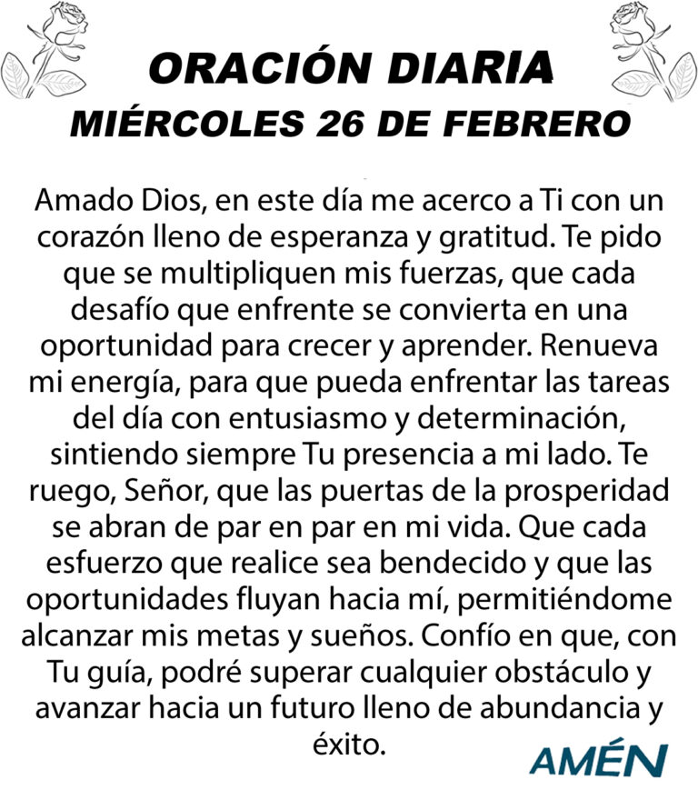 oracion diaria miercoles 26 de febrero